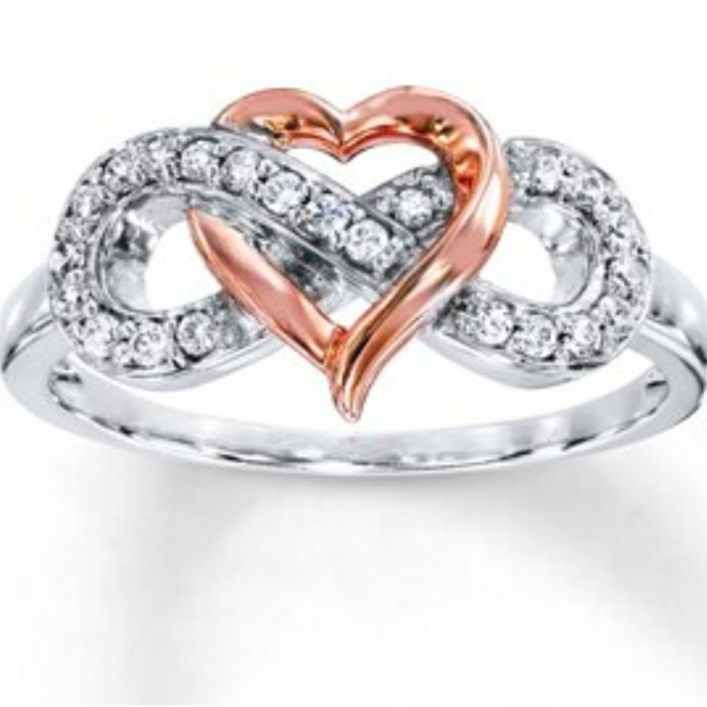 Diamond Heart/Infinity Ring 1/6 ctw 10K Two-Tone Gold